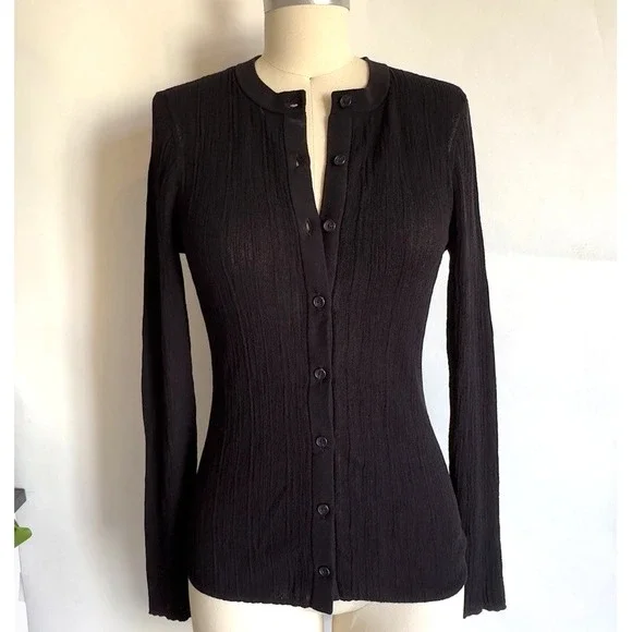 A.L.C. Fisher Fine Cotton Slim Fitting Knit Cardigan-Black-Womens Small-RRP $325 - Picture 1 of 15